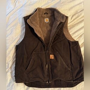 Carhartt Men's Washed Duck Sherpa-lined Mock Neck Vest
